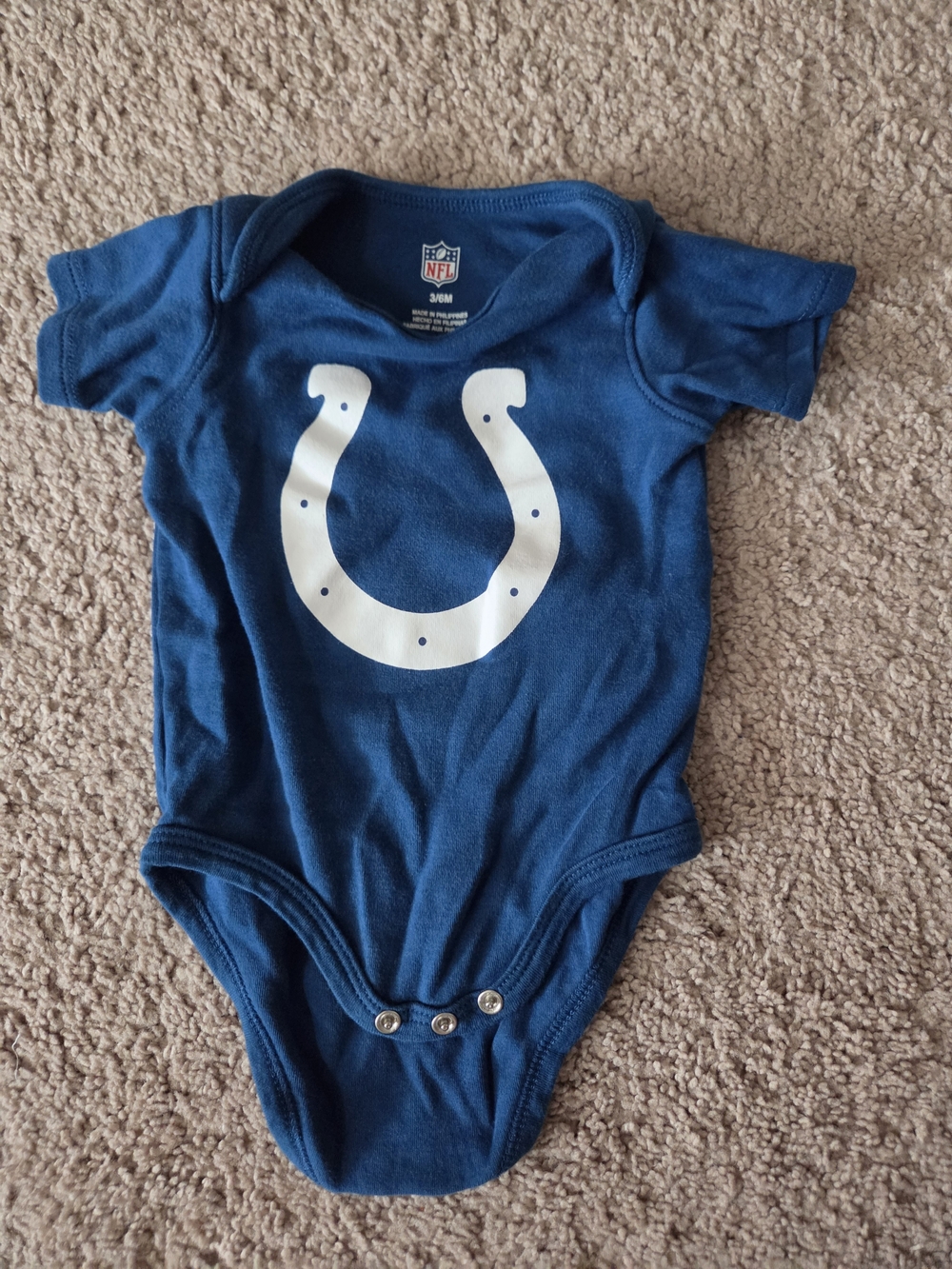 NFL Colts Royal Blue Baby Bodysuit with White Horseshoe